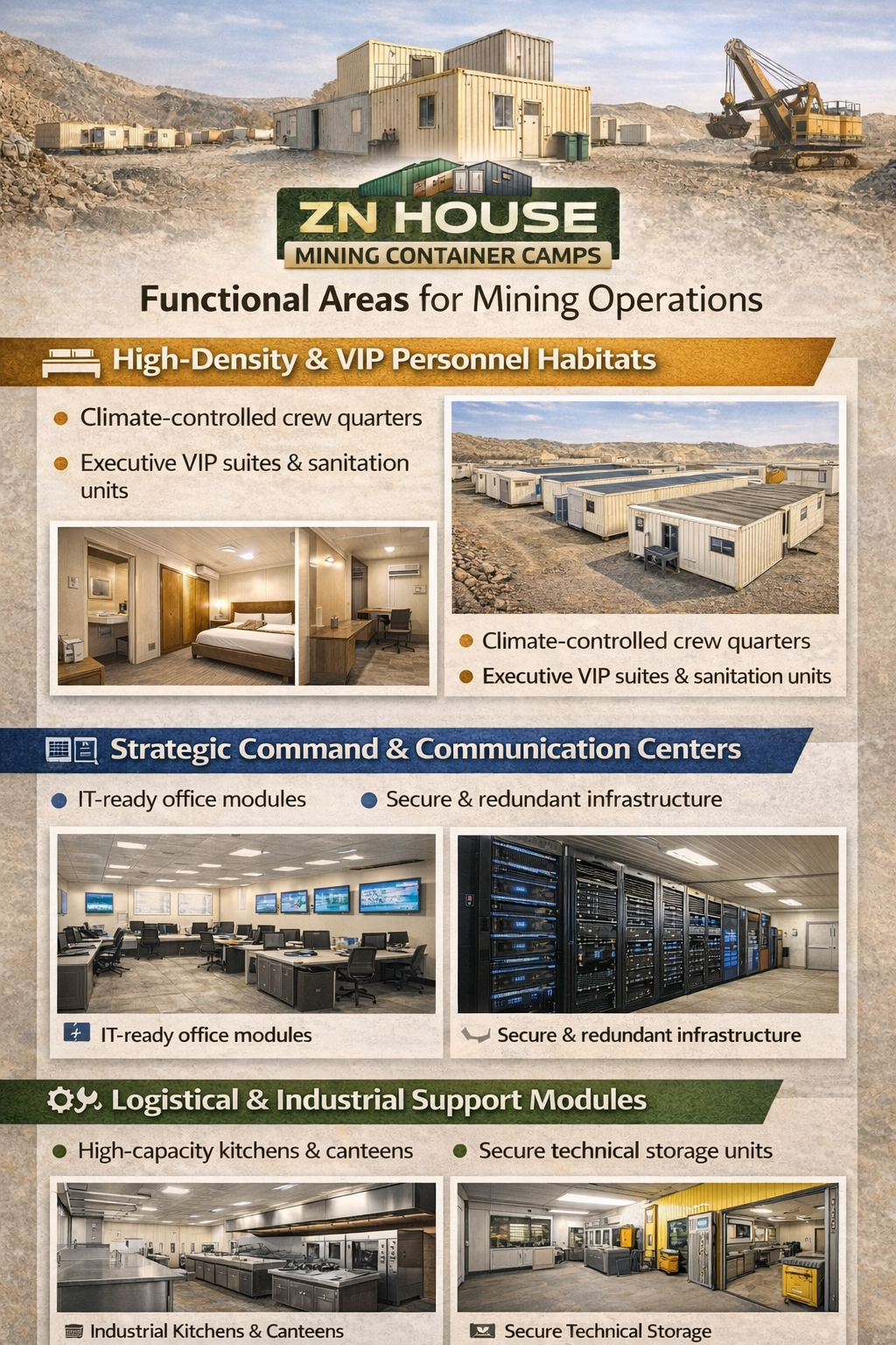 ZN House Mining Container Camps: Functional Areas for Mining Operations