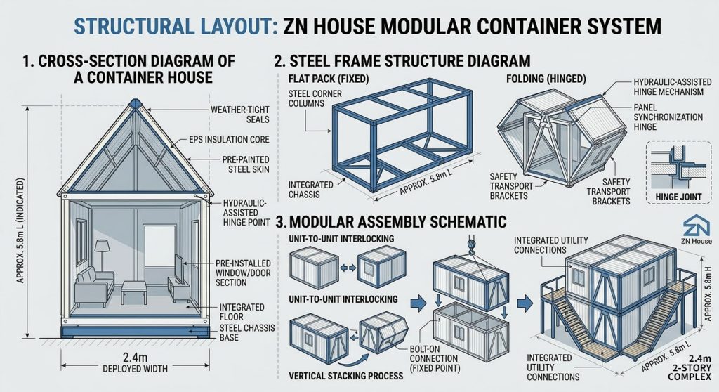 STRUCTURAL LAYOUT FOR MODULAR CONTAINER SYSTEM