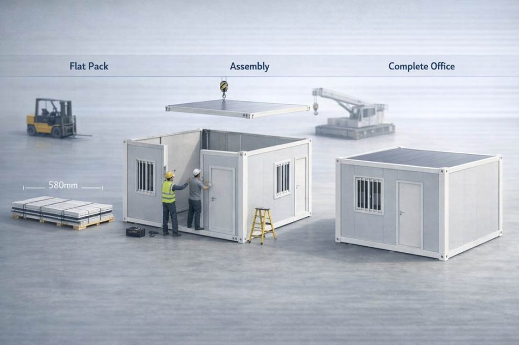 Modular & Expandable Layout of Flat Pack Office Building