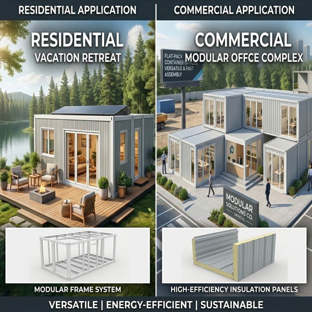 Commercial Use of flat pack container homes