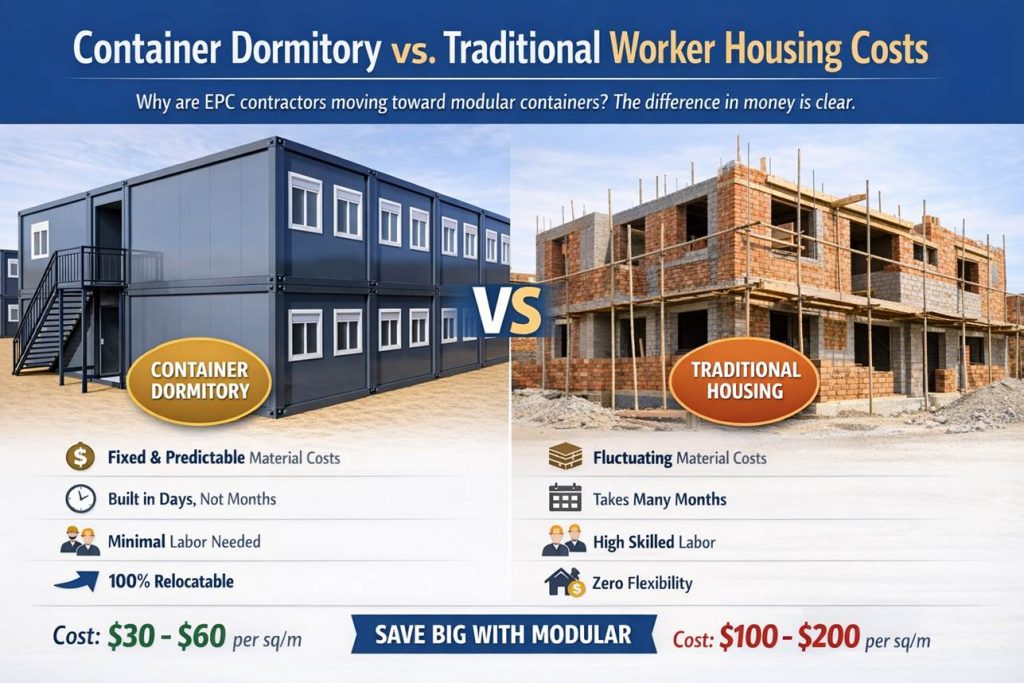 Container Dormitory vs. Traditional Worker HousingCosts