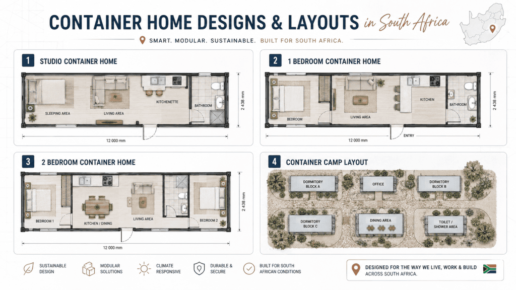 in South AfricaCONTAINER HOME DESIGNS & LAYOUTS